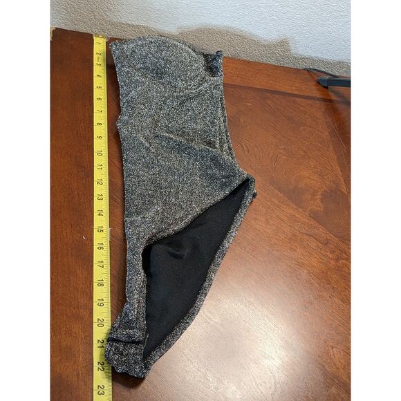 Zaful Sparkle Bodysuit Large Silver Shiny Sleeveless Sweetheart Neckline Low Cut - Picture 6 of 9